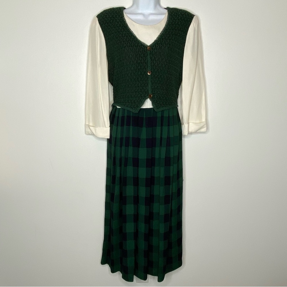 Allison Che Vintage Plaid Vest Maxi Dress